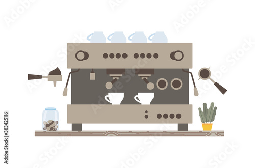 Espresso machine or automatic coffee maker. Cafe kitchen appliance
