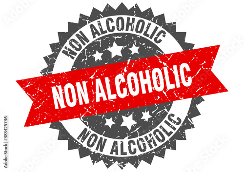 non alcoholic stamp. grunge round sign with ribbon