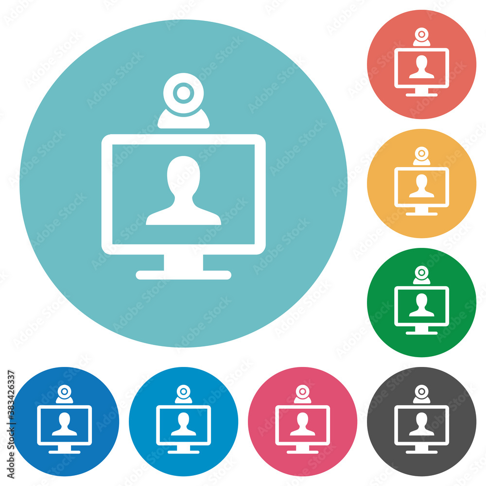 Video conference flat round icons Video conference flat round icons