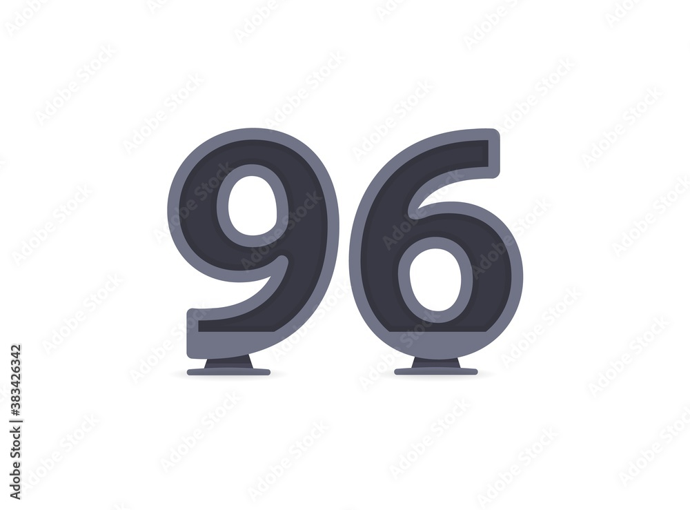 96 vector number design. For logo, brand label, design elements, corporate identity, application etc. İsolated vector illustration