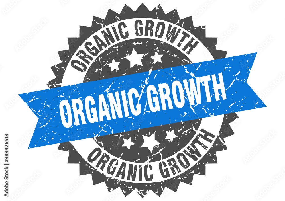 Obraz premium organic growth stamp. grunge round sign with ribbon