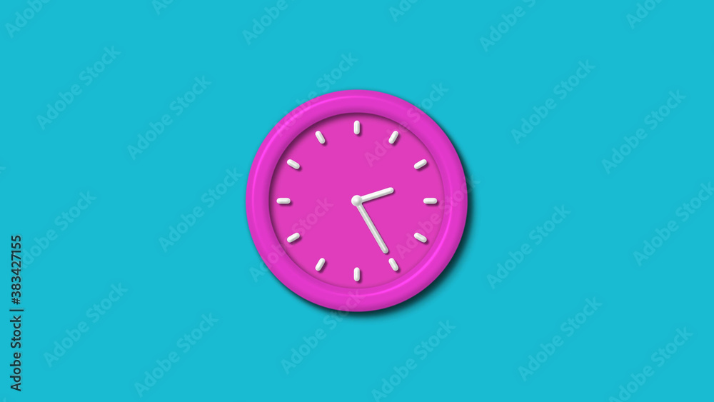 12 hours 3d wall clock isolated on cyan background,Counting down 3d wall clock 12 hours 3d wall clock isolated on cyan background,Counting down 3d wall clock