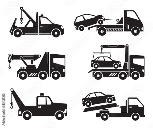 tow truck service icons vector illustration photo