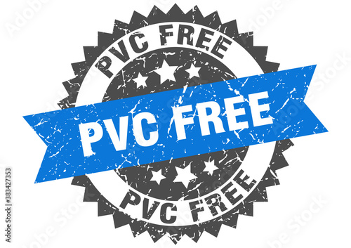 pvc free stamp. grunge round sign with ribbon