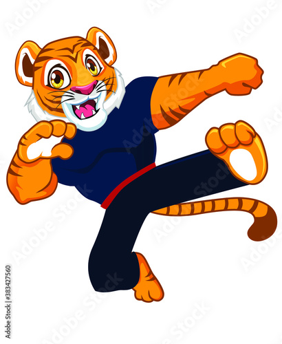 tiger kungfu mascot cartoon in vector