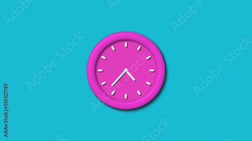 12 hours 3d wall clock isolated on cyan background,Counting down 3d wall clock