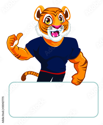 tiger kungfu mascot cartoon in vector