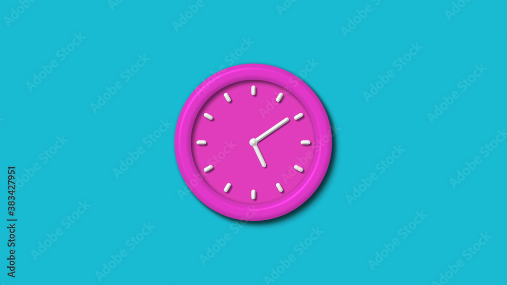 12 hours 3d wall clock isolated on cyan background,Counting down 3d wall clock 12 hours 3d wall clock isolated on cyan background,Counting down 3d wall clock