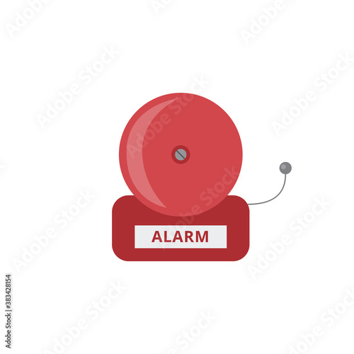 Red metal fire alarm bell a flat vector isolated illustration