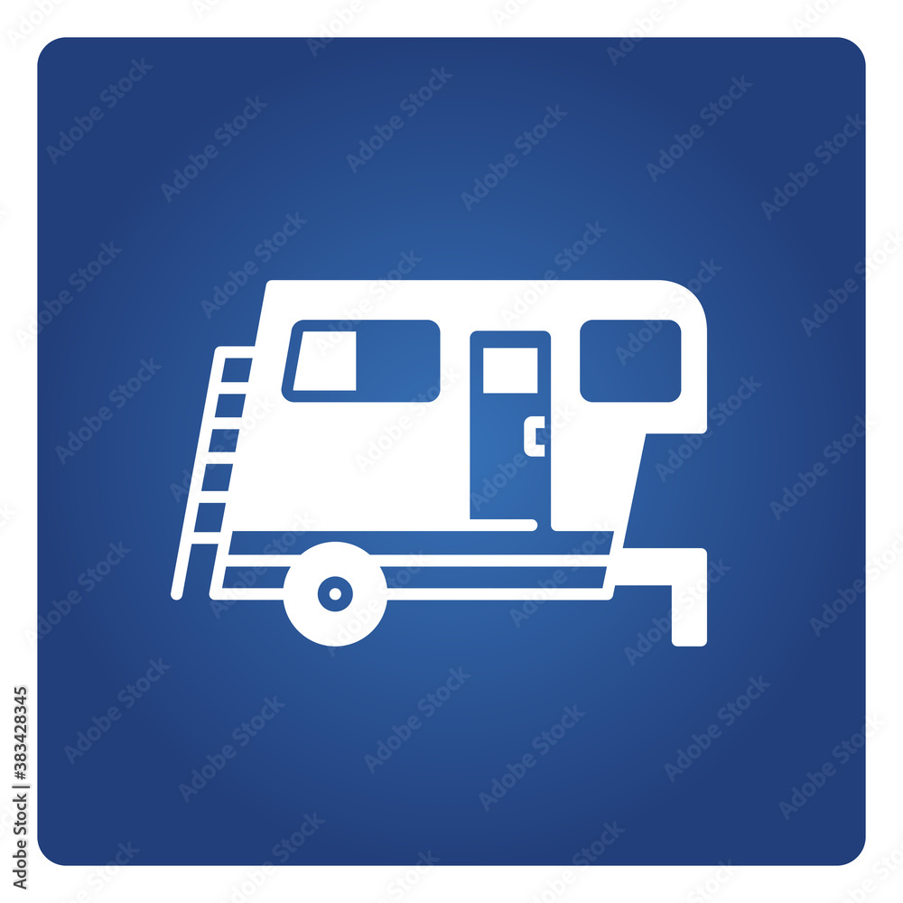 RV car, motorhome icon on blue background RV car, motorhome icon on blue background
