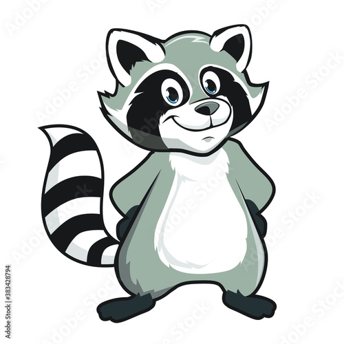 raccoon animal mascot cartoon in vector