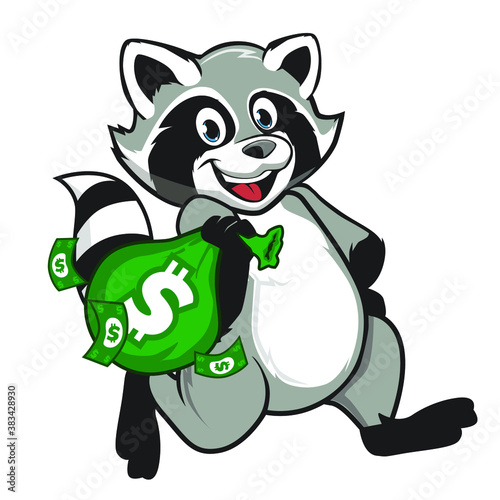 raccoon animal mascot cartoon in vector