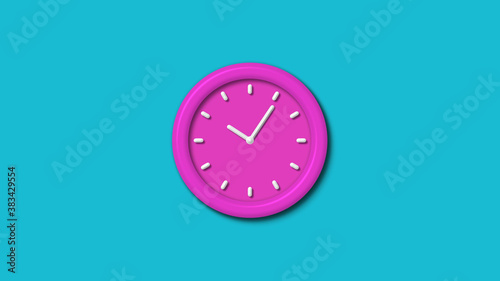 12 hours counting down 3d wall clock isolated on cyan background,wall clock isolated