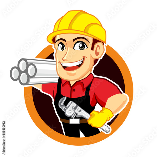 handyman mascot cartoon in vector