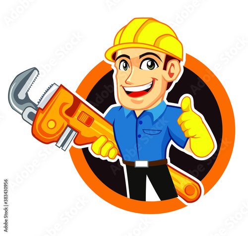 handyman mascot cartoon in vector
