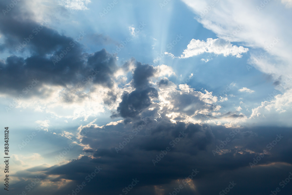 White cumulus clouds and a blue sky. White cumulus clouds and a blue sky.