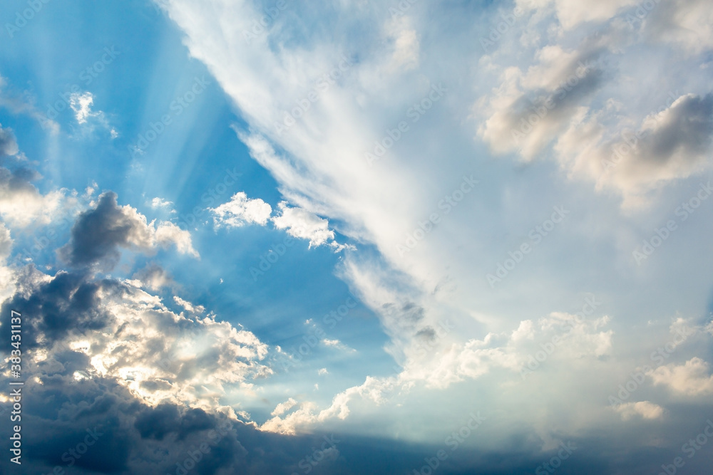 White cumulus clouds and a blue sky. White cumulus clouds and a blue sky.
