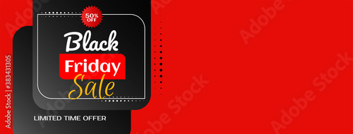 Red color advertising banner for Black friday sale