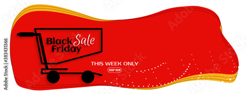 Modern Black friday sale banner with shopping trolly design