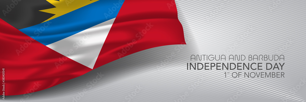 Obraz premium Antigua and Barbuda independence day vector banner, greeting card