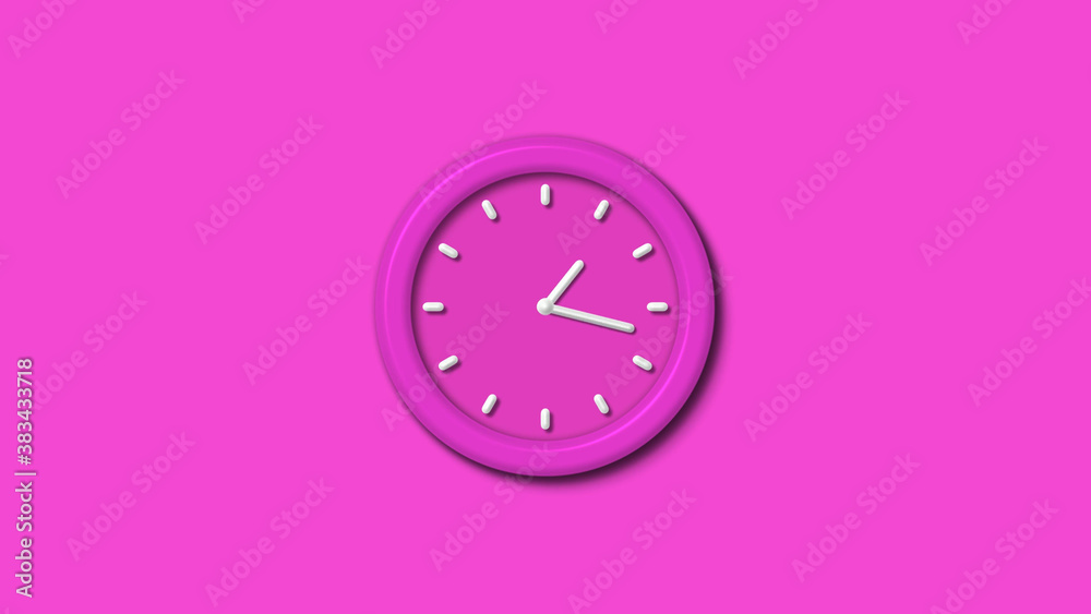 New pink color 3d wall clock isolated on pink background,couting down clock isolated New pink color 3d wall clock isolated on pink background,couting down clock isolated