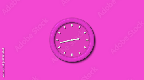 New pink color 3d wall clock isolated on pink background,couting down clock isolated
