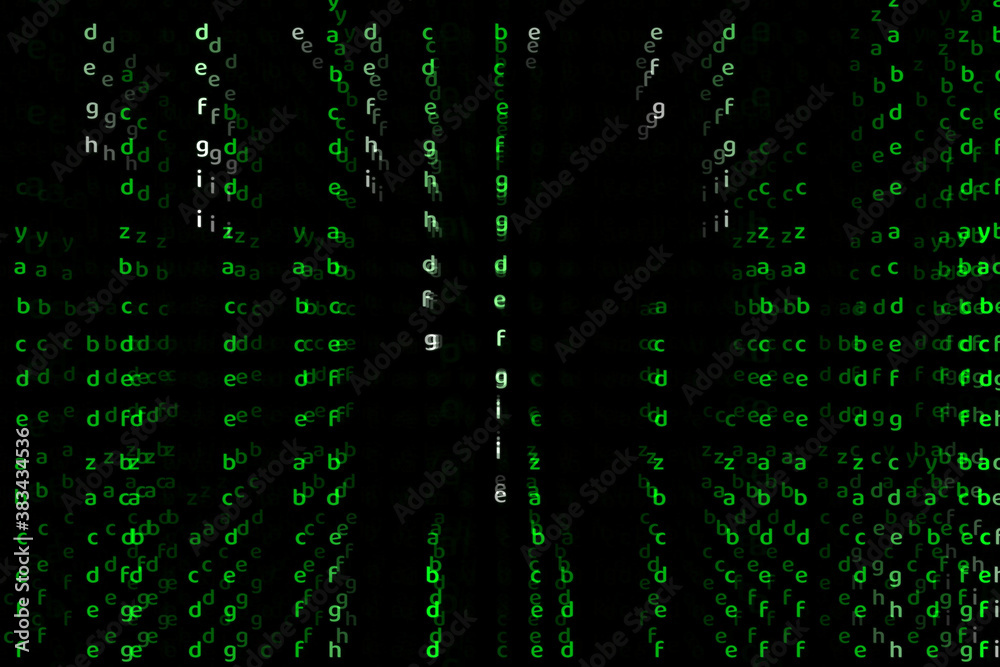 Matrix alphabet deep dimension green color abstract text Matrix alphabet deep dimension green color abstract text