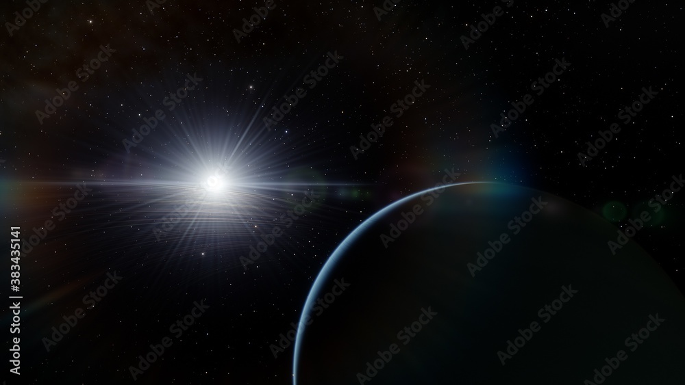 Cosmic landscape, beautiful science fiction wallpaper with endless deep space. 3D render