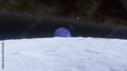 Cosmic landscape, beautiful science fiction wallpaper with endless deep space. 3D render © ANDREI