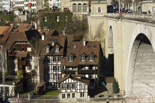 The Nydegg bridge is a freestone structure with three arches over the Aare in Bern, Switzerland