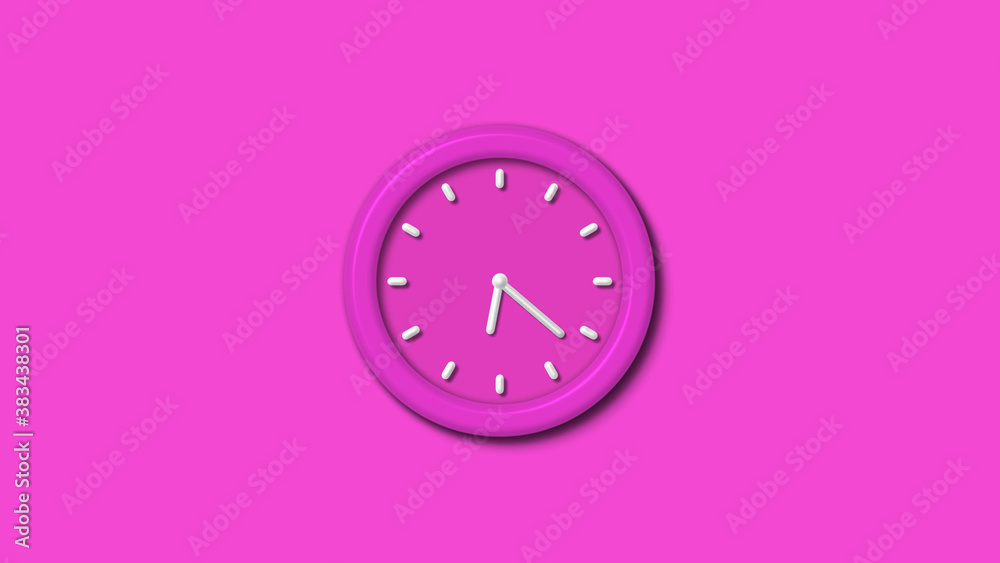 Amazing pink color 12 hours 3d wall clock isolated,3d wall clock Amazing pink color 12 hours 3d wall clock isolated,3d wall clock