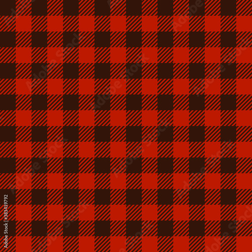 Buffalo plaid print seamless pattern, red and black Lumberjack print, plaid check pattern for textile texture, Hipster flannel manly shirt fabric ornament, checkered vector digital background