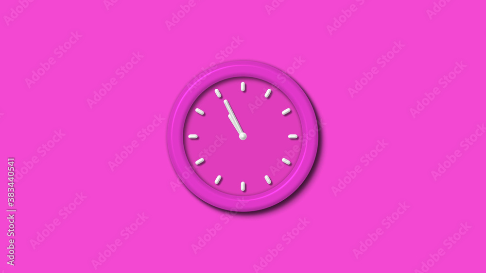 New pink color 3d wall clock isolated on pink background,12 hours wall clock New pink color 3d wall clock isolated on pink background,12 hours wall clock