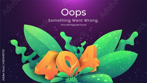 Oops 404 Error page not found natural dark concept. Error landing page for web page missing