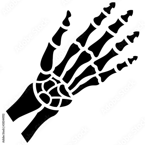 
A skeleton hand is making number three, counting 
