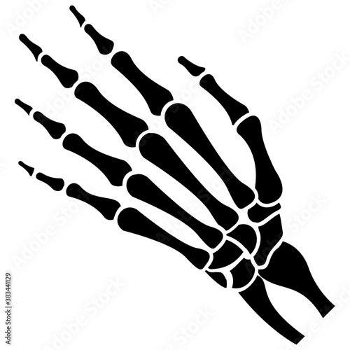 
A skeleton hand is making number three, counting 
