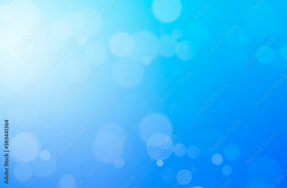 White lights bokeh, Celebration, Defocus glitter blur on blue background. Illustration. 