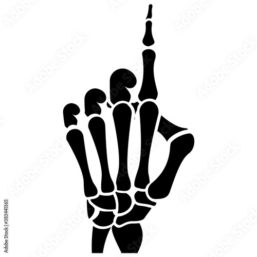 
A skeleton hand with pointed fingers 
