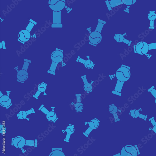 Blue Glass bong for smoking marijuana or cannabis icon isolated seamless pattern on blue background. Vector Illustration.