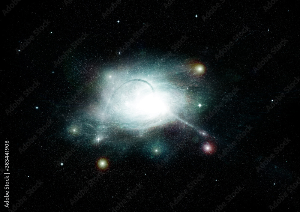 Stars, dust and gas nebula in a far galaxy Stars, dust and gas nebula in a far galaxy