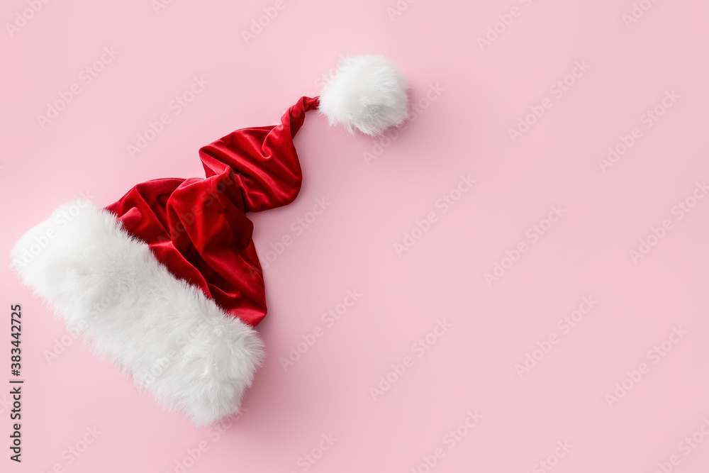 Santa Claus hat on color background Santa Claus hat on color background