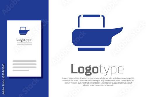 Blue Bedpan icon isolated on white background. Toilet for bedridden patients. Logo design template element. Vector Illustration.