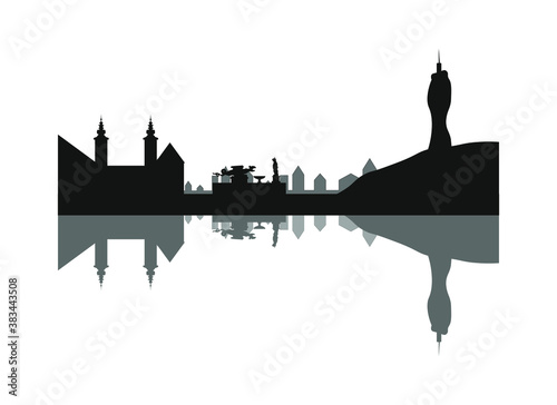 Klagenfurt city skyline in Austria. 