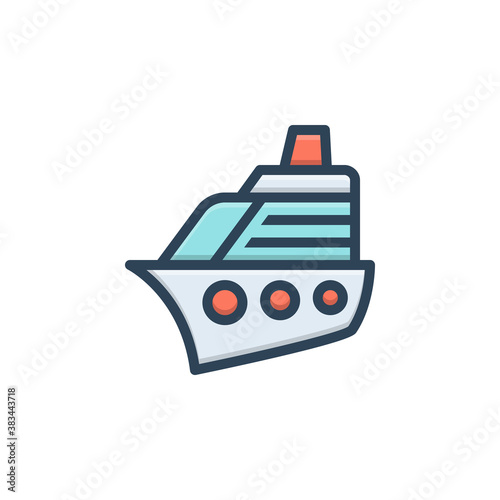Color illustration icon for yacht