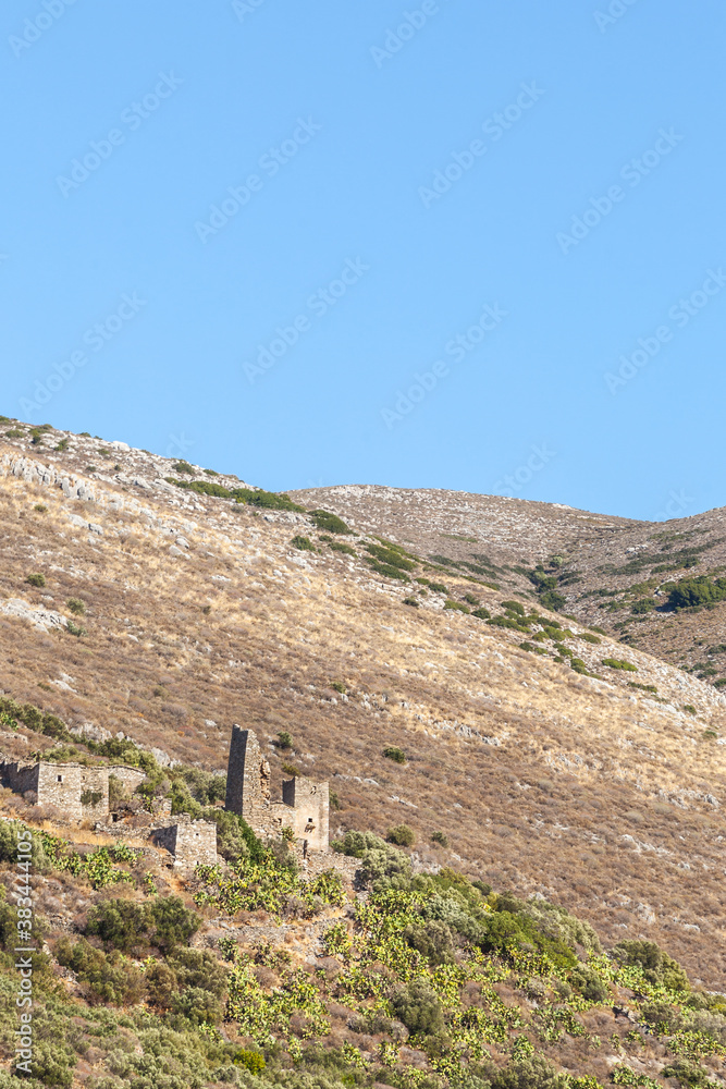 Fototapeta premium Stone old tower house on Mani, Greece.