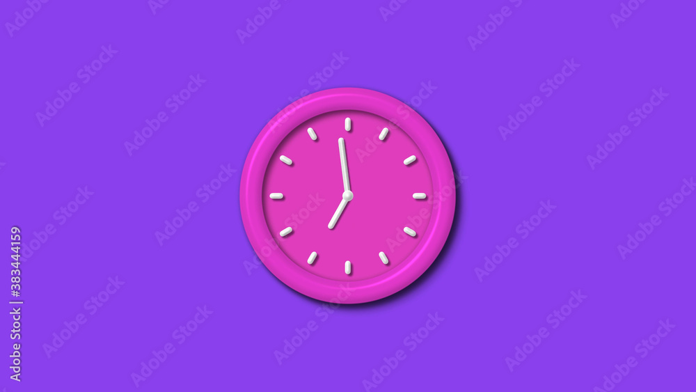Amazing pink color 3d wall clock isolated on purple background,Counting down 12 hours wall clock Amazing pink color 3d wall clock isolated on purple background,Counting down 12 hours wall clock