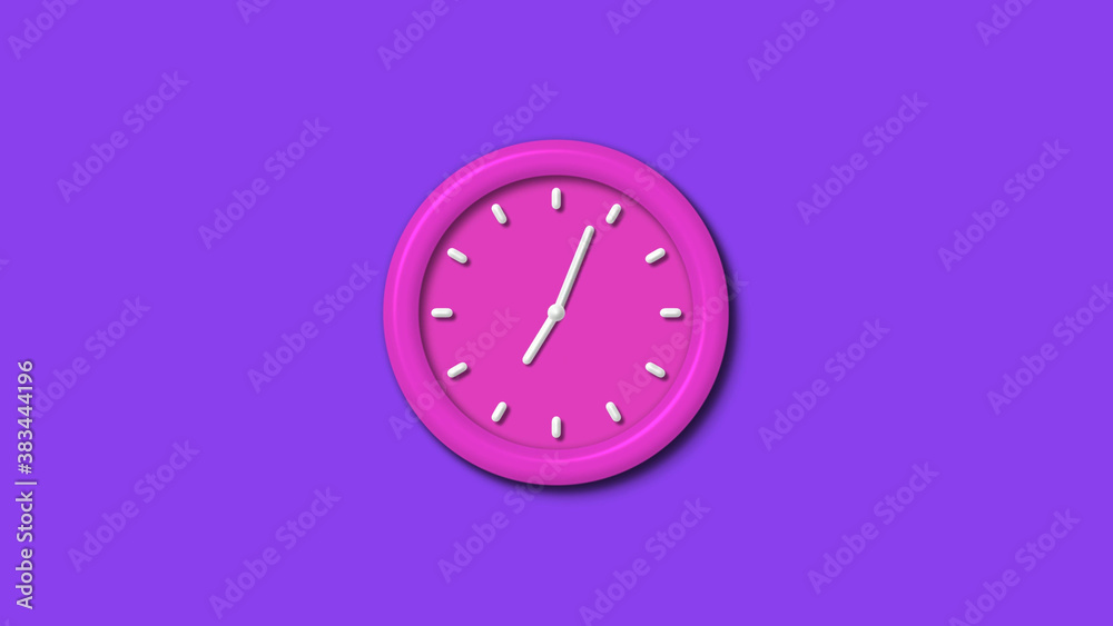 Amazing pink color 3d wall clock isolated on purple background,Counting down 12 hours wall clock Amazing pink color 3d wall clock isolated on purple background,Counting down 12 hours wall clock