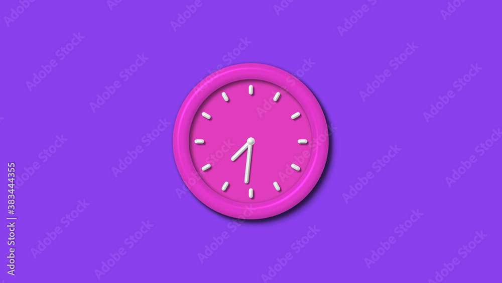 Amazing pink color 3d wall clock isolated on purple background,Counting down 12 hours wall clock Amazing pink color 3d wall clock isolated on purple background,Counting down 12 hours wall clock