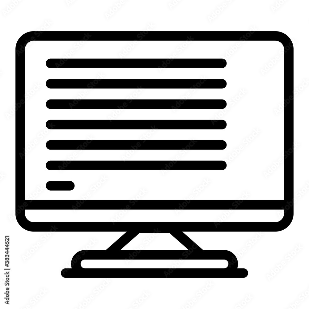 Text monitor icon. Outline text monitor vector icon for web design isolated on white background Text monitor icon. Outline text monitor vector icon for web design isolated on white background