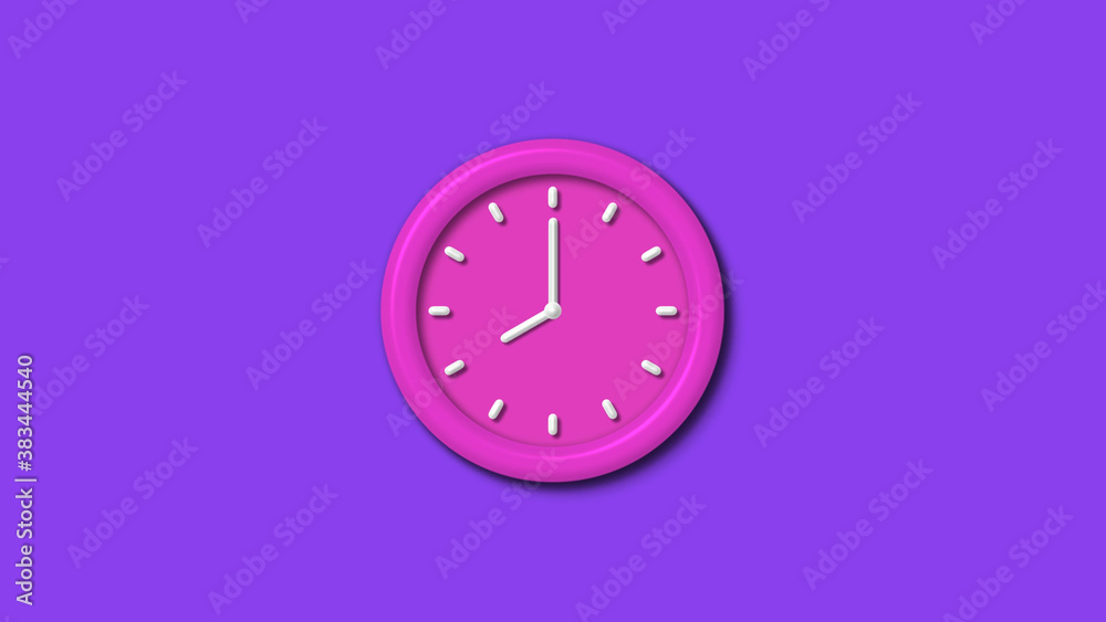 Amazing pink color 3d wall clock isolated on purple background,Counting down 12 hours wall clock Amazing pink color 3d wall clock isolated on purple background,Counting down 12 hours wall clock